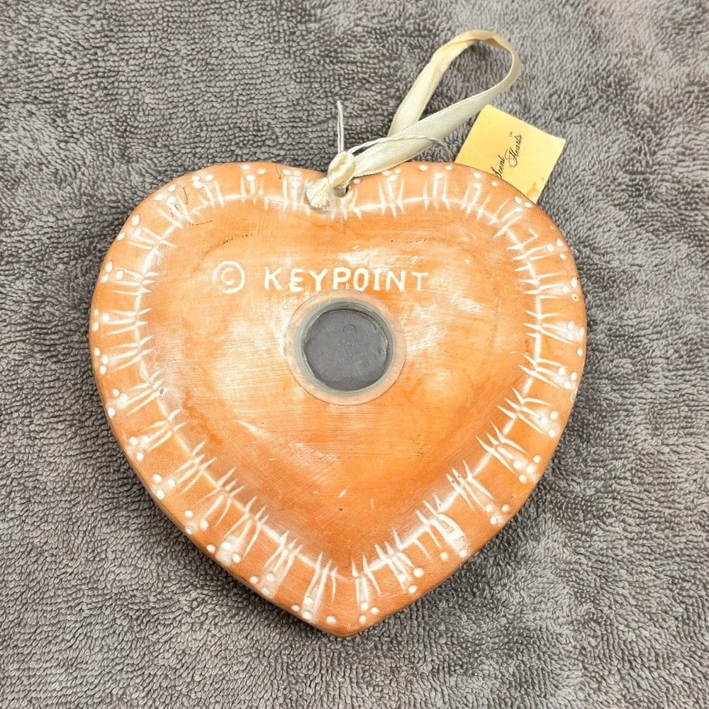 Vtg Keypoint Scent Heart Diffuser Terra Cotta 1989 Hummingbird Clay